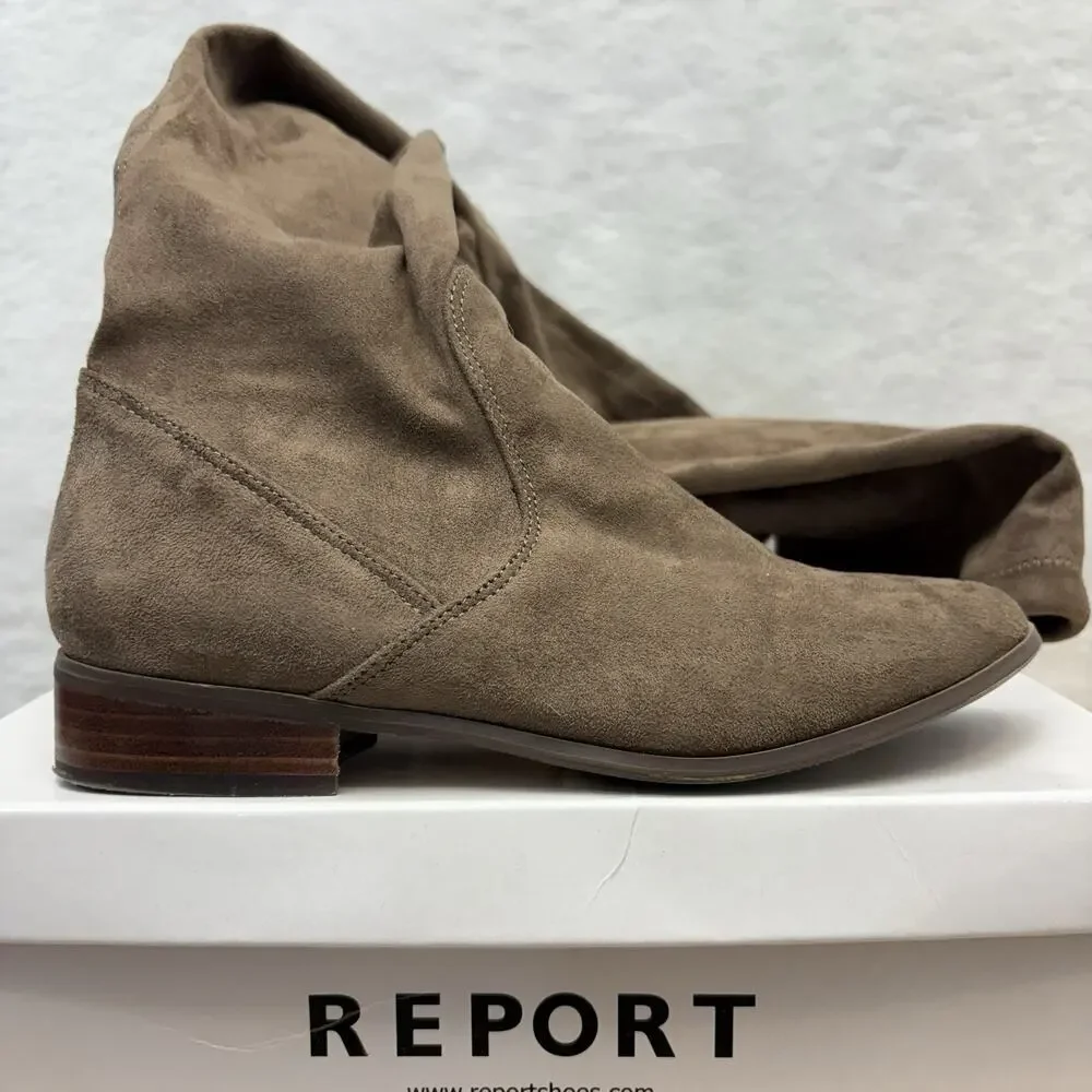 Report Over The Knee Boots Taupe Brown Faux Suede Sanjay Riding Boots Size 6.5M
